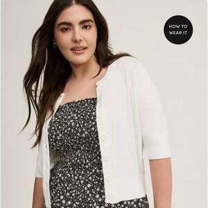 Everyday Soft Crew Neck Shrug - White